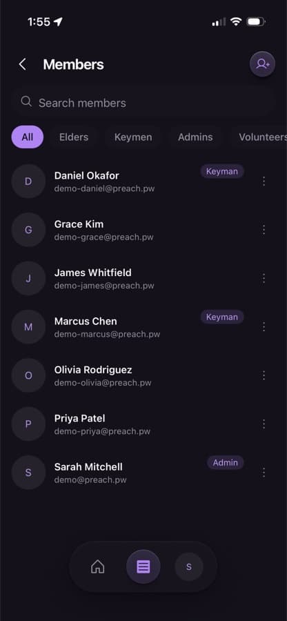 Congregation member roster